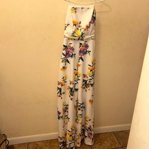 NY&C Strapless Floral Print Wide Leg Jumpsuit Size XS